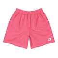 Front view of Bubble Gum pickleball performance shorts in vibrant pink featuring a clean athletic design and the white D Mark logo.