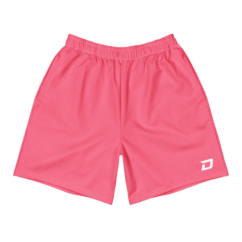 Front view of Bubble Gum pickleball performance shorts in vibrant pink featuring a clean athletic design and the white D Mark logo.