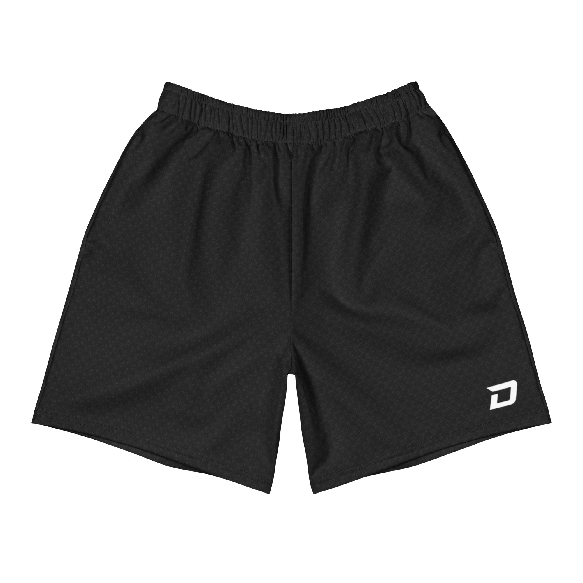 Front view of Charcoal pickleball performance shorts in charcoal gray featuring a clean minimalist design and the white D Mark logo.