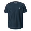 Front view of the Classic Performance Tee in navy featuring a white embroidered D Mark logo on the left chest, lightweight performance fabric, classic crew neck, athletic fit, and a clean minimalist design for pickleball and everyday wear.