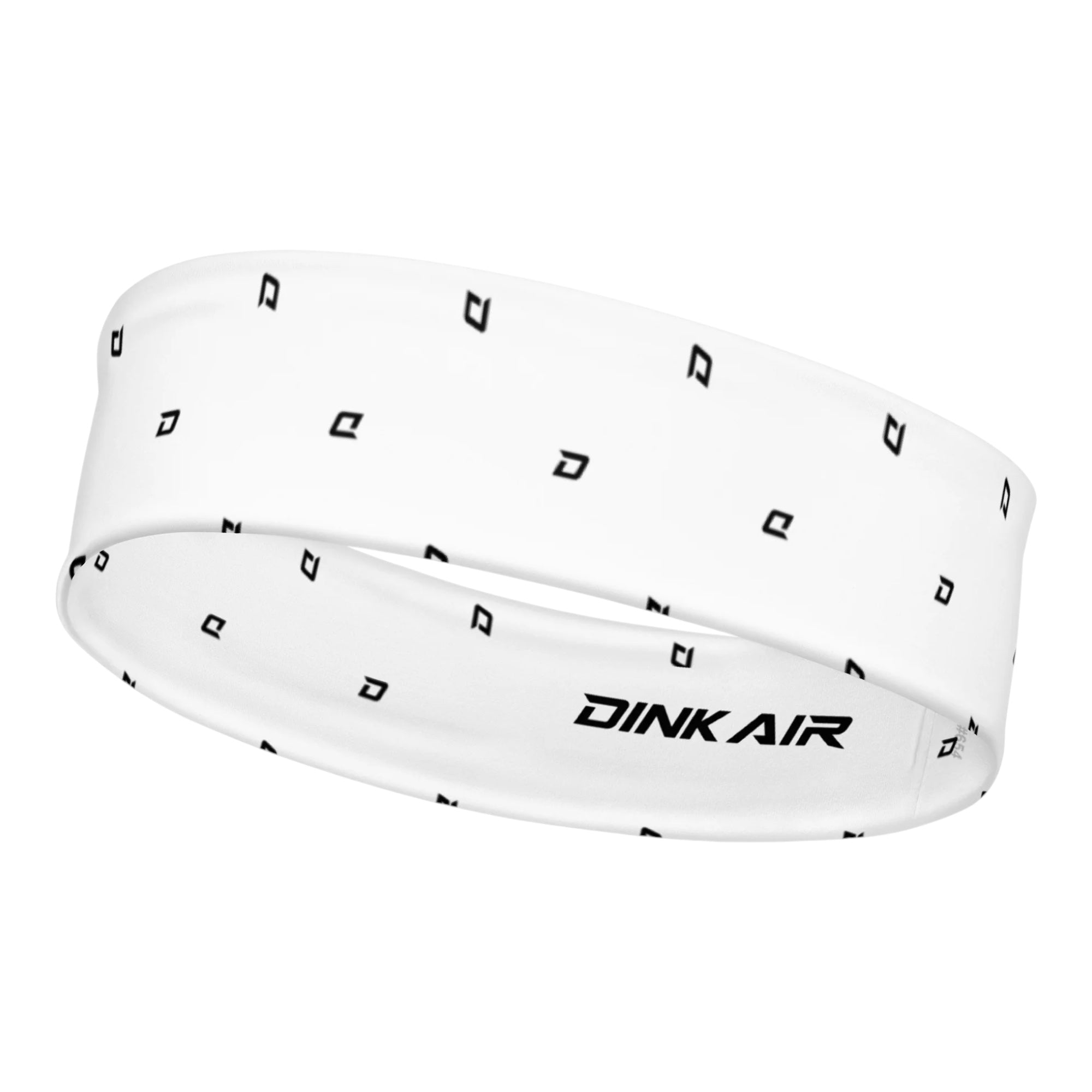 White performance headband featuring the signature D Mark pattern, designed with moisture-wicking stretch fabric for pickleball and everyday athletic training.