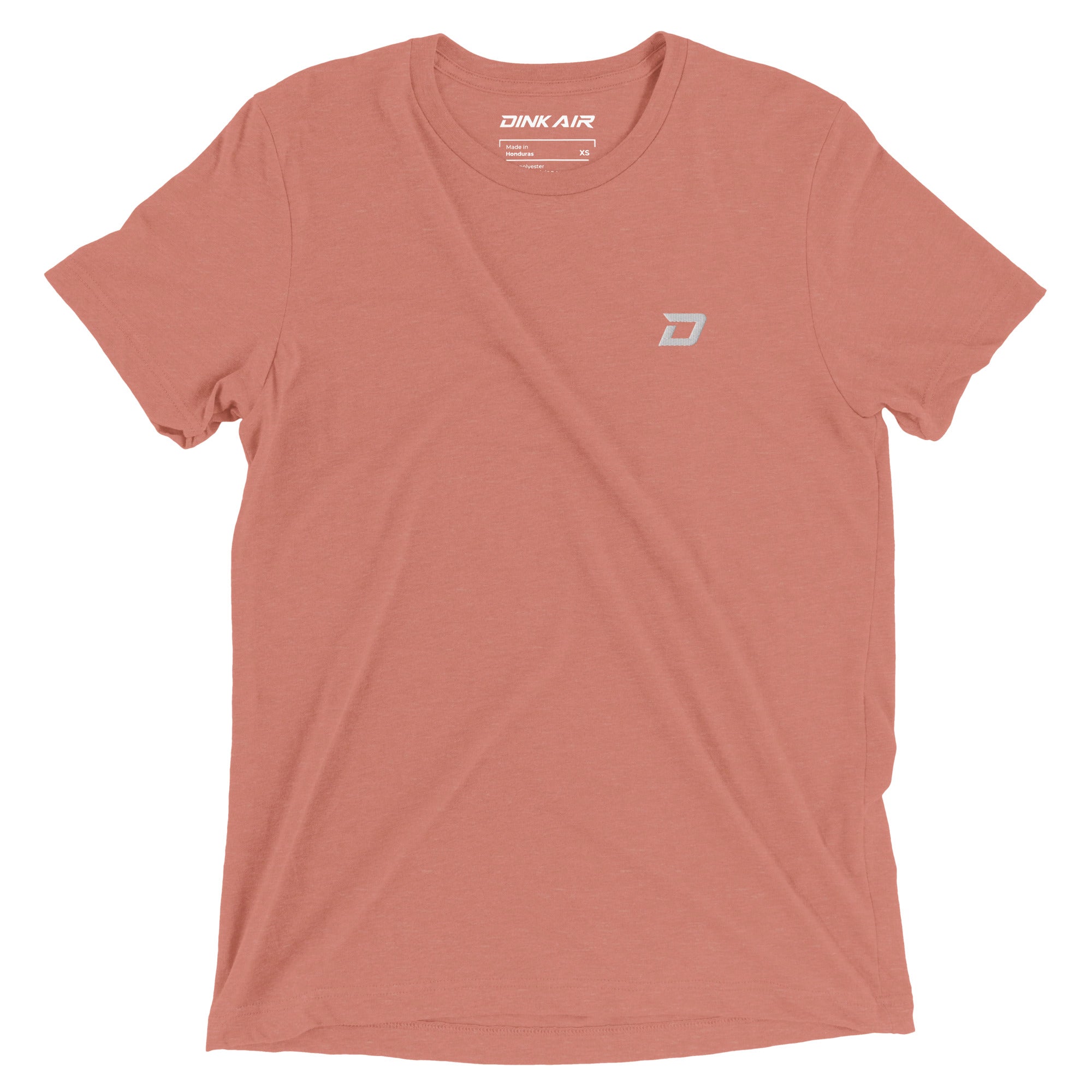 Front view of the Dink Air D Mark Tri-Blend Tee in mauve featuring a minimalist embroidered D Mark logo on the chest.