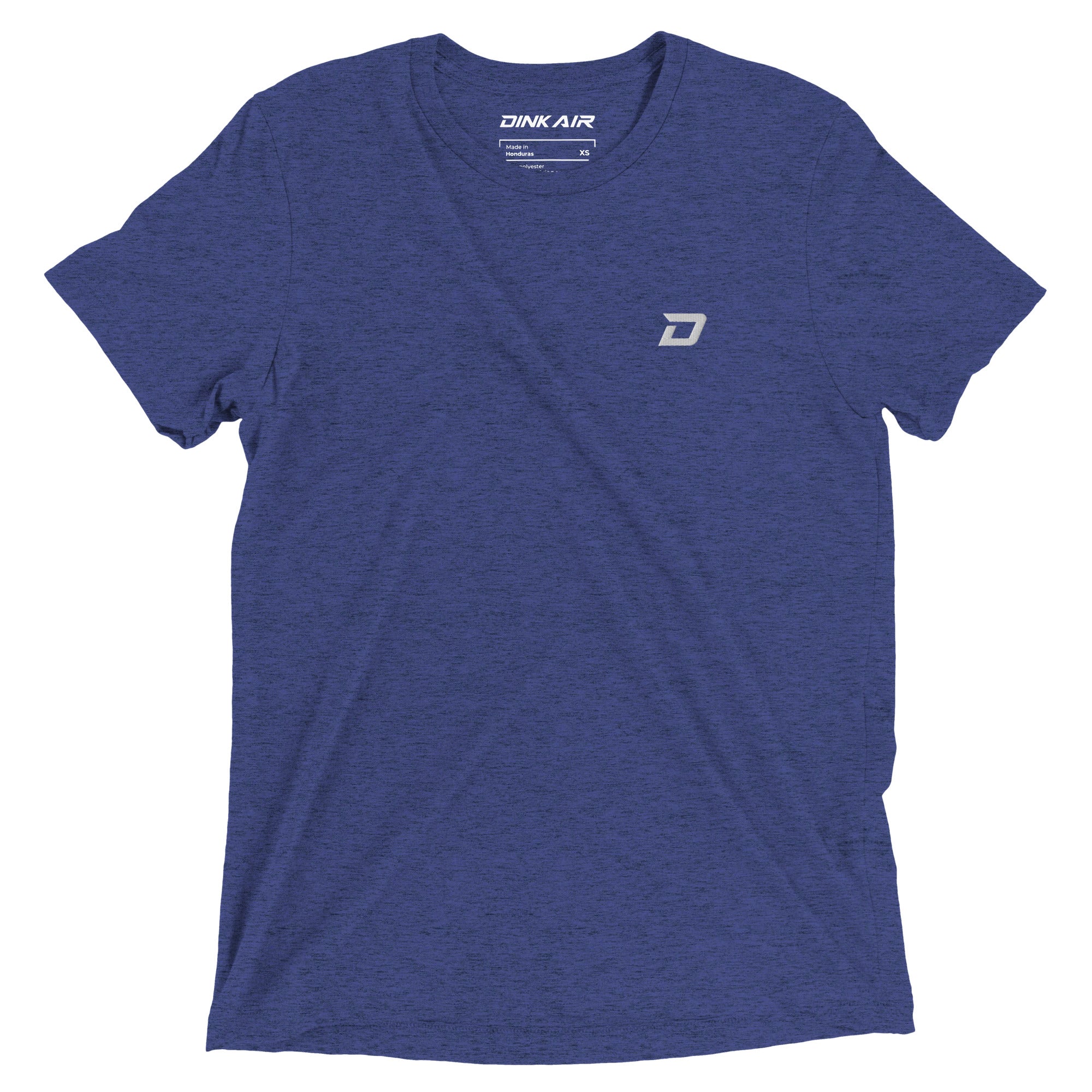 Front view of the Dink Air D Mark Tri-Blend Tee in navy featuring a minimalist embroidered D Mark logo on the chest.