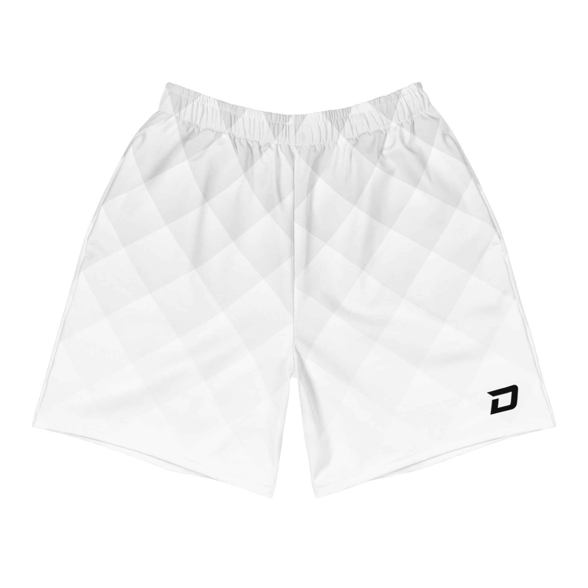 Front view of the Glacier Performance Shorts featuring a subtle white geometric pattern and black Dink Air logo.