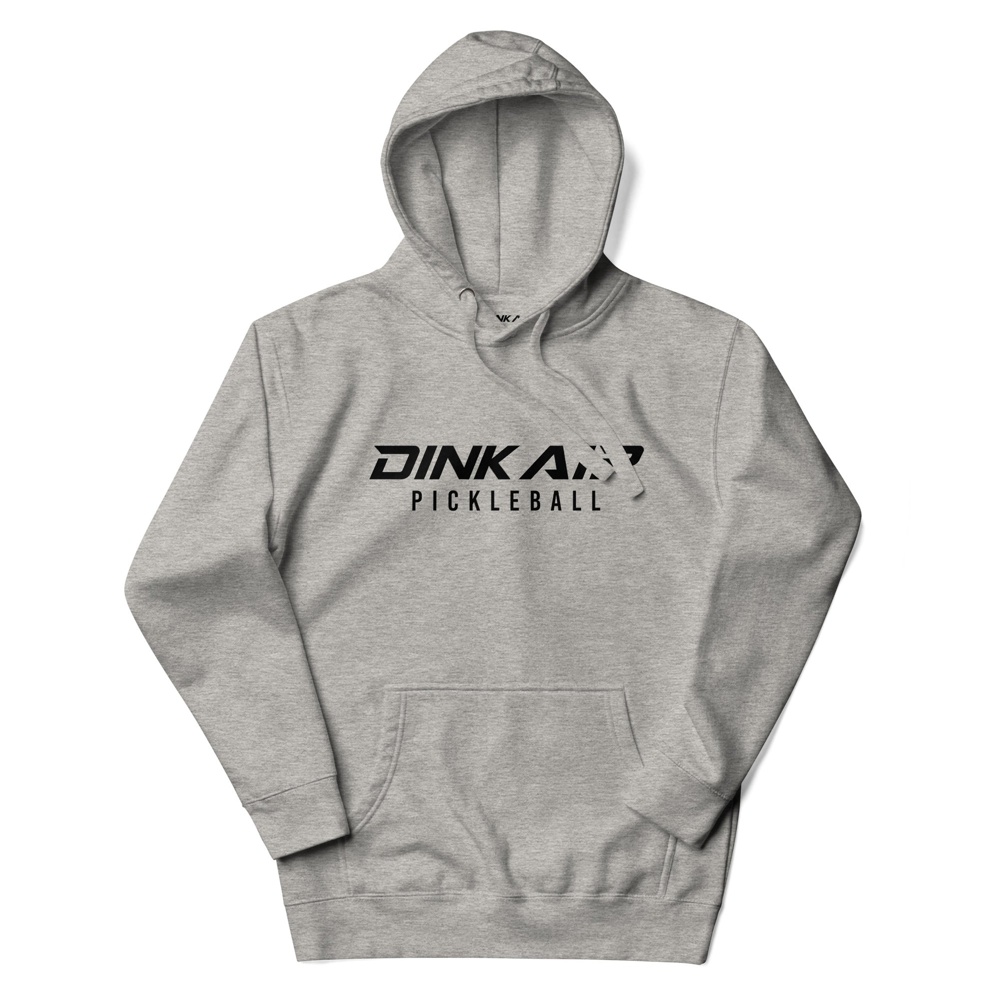 Heather gray premium hoodie featuring the Signature Pickleball logo across the chest, designed for pickleball players with a clean athletic style.