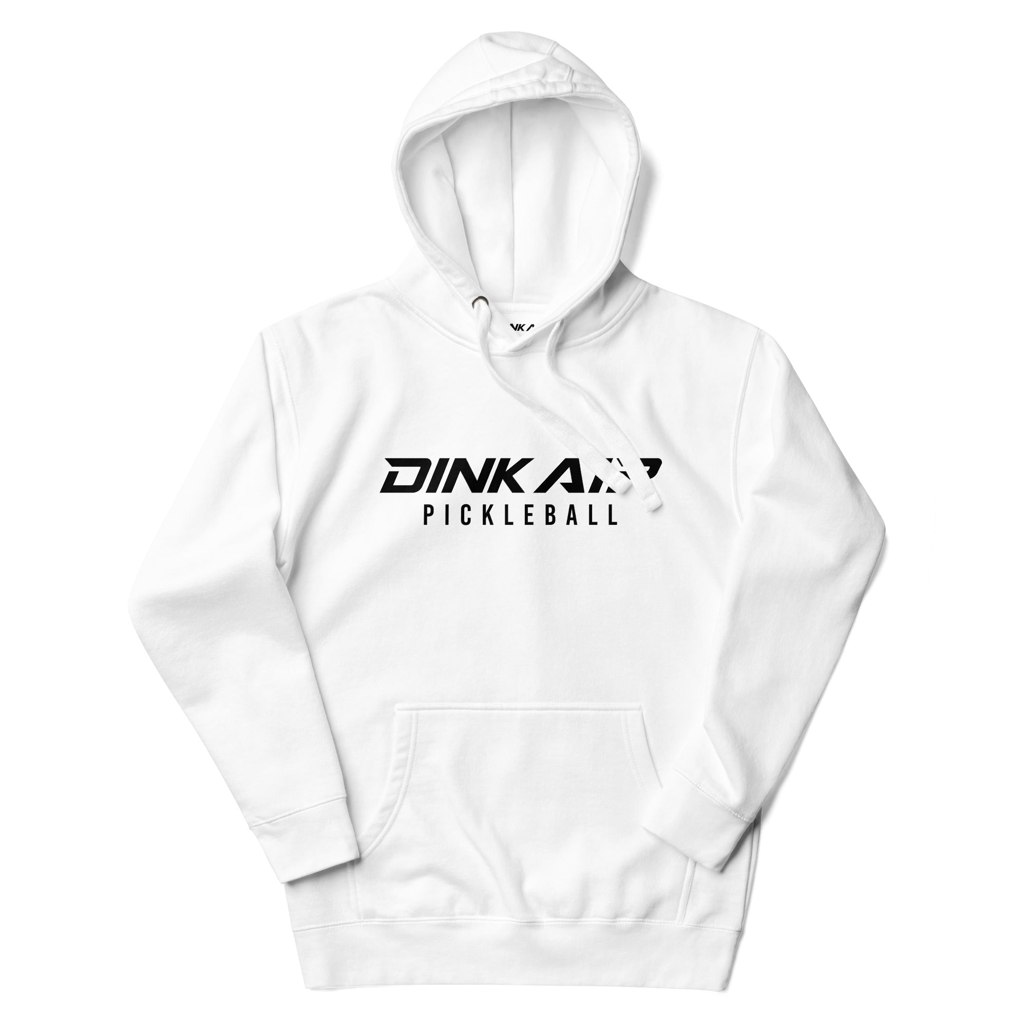 White premium hoodie featuring the Signature Pickleball logo across the chest, designed for pickleball players with a clean athletic style.