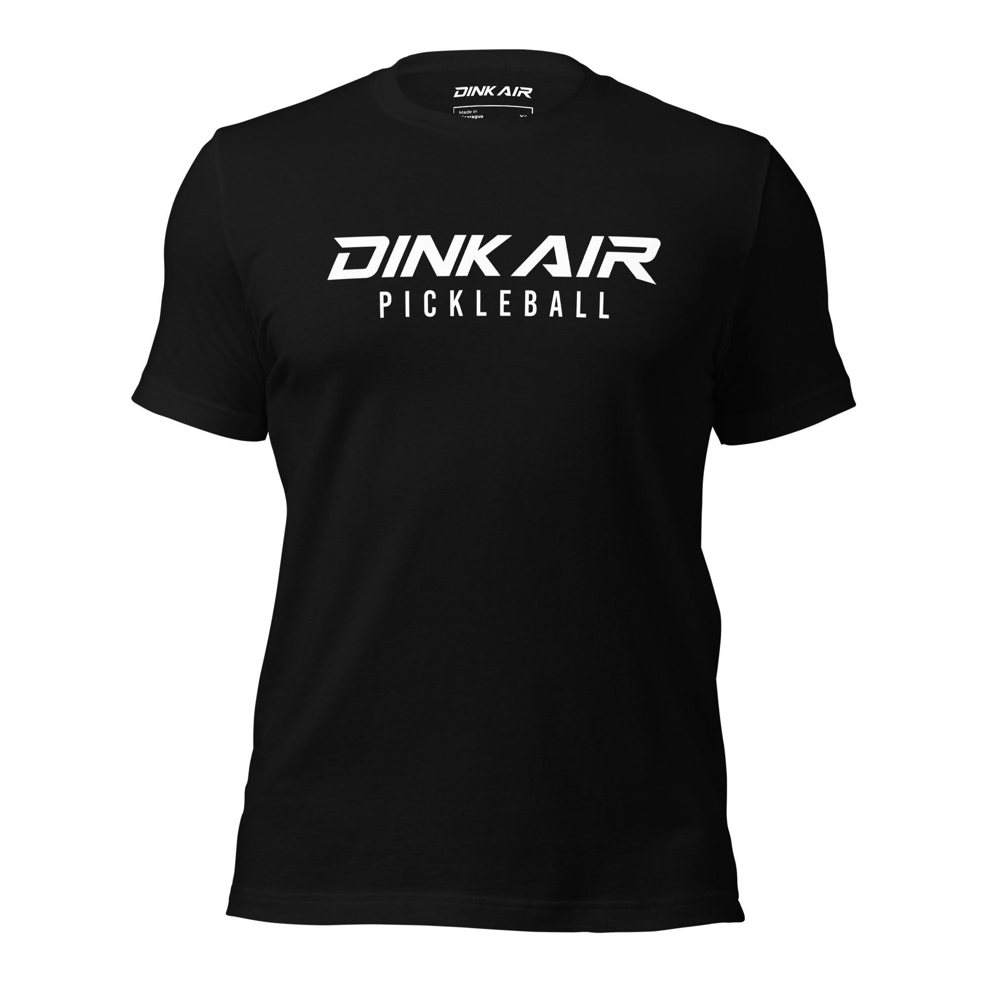 Front view of the Signature Pickleball Tee in black featuring the Signature Pickleball logo across the chest, lightweight athletic fabric, classic crew neck, and a clean minimalist design for pickleball and everyday wear.