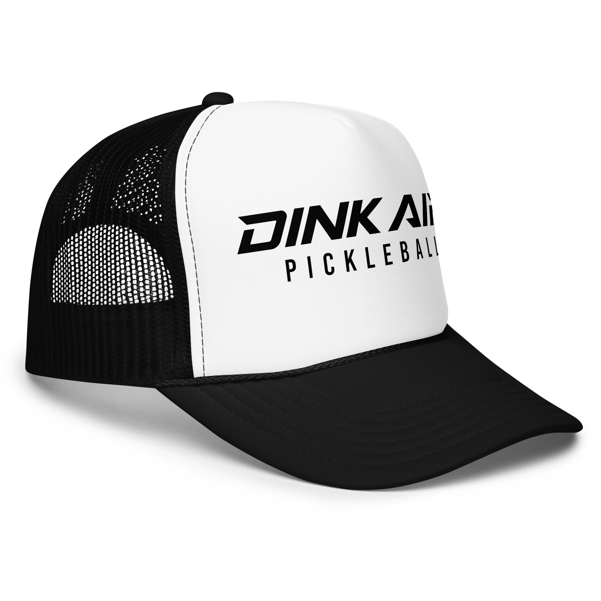 Front view of the black Signature Pickleball Trucker Hat featuring the Signature Pickleball logo.